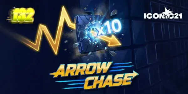 Tampilan visual permainan Arrow Chase dengan kisi-kisi pengali dan panah dinamis.