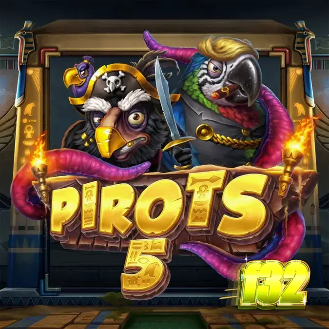 Ilustrasi burung bajak laut yang mengumpulkan permata di grid slot Pirots 5.